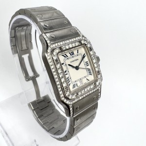CARTIER SANTOS GALBEE 29mm Quartz Steel ~1.66TCW Diamond Watch NEW Model