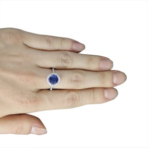 2.61 Carat Sapphire 14K White Gold Diamond Ring