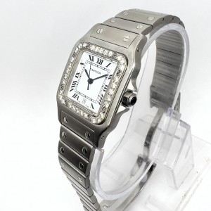 CARTIER SANTOS GALBEE 29mm Quartz Steel  Diamond Watch
