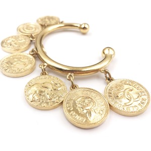 Chanel Gold-Tone Coin Medallion Vintage Cuff Bracelet