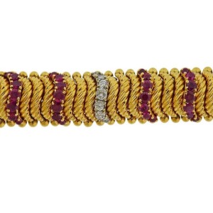 1960s Gold Diamond Ruby Bracelet