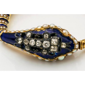 Enamel Pearl Diamond Bracelet