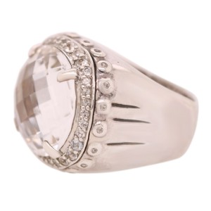 John Hardy Silver White Topaz and Diamond Ring
