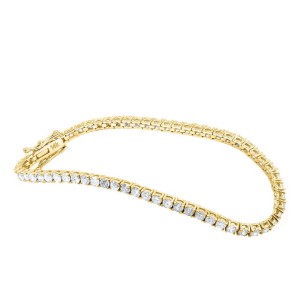 True 14k Yellow Gold 3.28ct Diamond Tennis  Bracelet