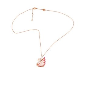 Swarovski Pink Faithful Swan Pendant with Chain Necklace