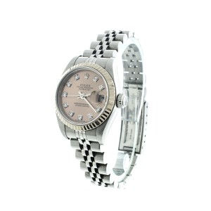 Rolex Ladies Stainless Steel DateJust Factory Diamond Dial Watch