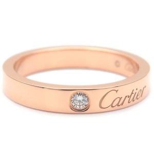 Cartier Engraved 1P Diamond Ring K18 Rose Gold #49 US5 EU49