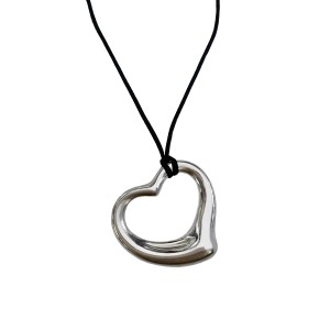 Tiffany & Co. ELSA PERETTI Open Heart Pendant with Silk cord&Chain set