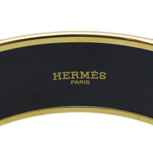 Hermes Gold-Tone Multicolor Bangle Bracelet 