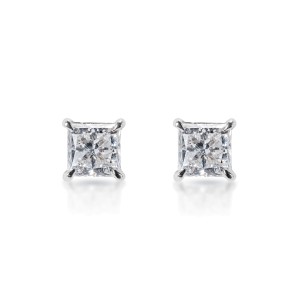 Lorraine Rachel 3 Carat Princess Cut Lab Grown Diamond Stud Earrings in 14k White Gold