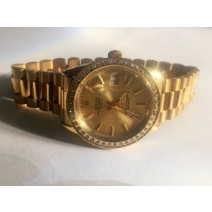 Vintage Rolex Date 1550 Gold Plated & Diamonds 34mm Mens Watch