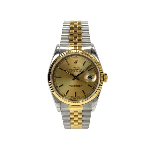 Rolex Datejust 16233 18K Yellow Gold & Stainless Steel Champagne Dial 36mm Mens Watch