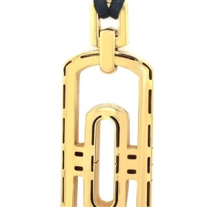 Bvlgari 18 Karat Yellow Gold Pendant with Original Black Cord Necklace