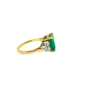 18 Karat Emerald and Diamond Ring with AGL Report