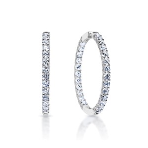 Melany 13 Carat Round Brilliant Diamond Hoops Earrings in 14k White Gold
