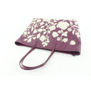 Fendi Purple Flower Spalmati Monogram FF Zucca Roll Tote Bag 62ff423