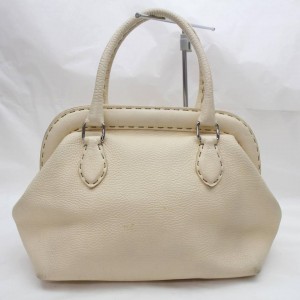 Fendi Cream Leather Selleria Bowler Bag 858819