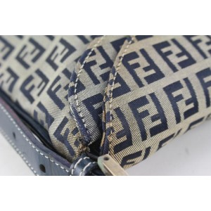 Fendi Navy Monogram FF Zucca Mamma Baguette Shoulder Flap  Bag 916ff88