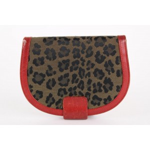 Fendi Leopard Cheetah Red Leather Round Wallet 11FF1214