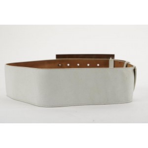 Fendi Oversized White FF Logo Leather Waist Belt 331ff223