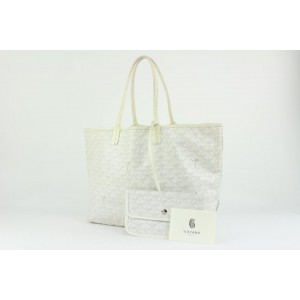 Goyard Saint Louis PM white and cream tote bag coated canvas with pouch