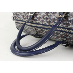 Authentic Goyard Sac Croisiere 50 Bleu Bag With Leather Strap