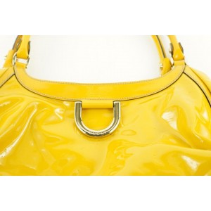 Gucci Yellow Patent Leather Abbey Tote D Ring Hobo Bag 702gks319