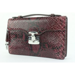 Gucci Purple Python Small Lady Lock Top Handle Clutch 123gks429