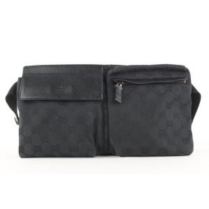 Gucci  Black Monogram GG Belt Bag Fanny Pack Waist Pouch 564ggs311