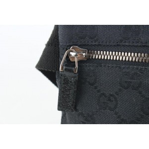 Gucci Black Monogram GG Belt Bag Fanny Pack Waist Pouch 104g39