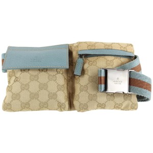 Gucci Blue Monogram Web Mini Belt Bag Fanny Pack Waist Pouch 6GGS0
