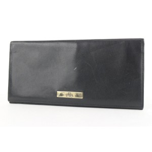 Gucci Black Leather Bifold Long Wallet 162gks53