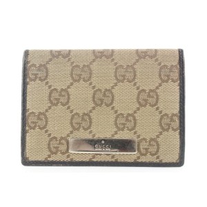 Gucci Brown Monogram GG Card Holder Wallet case 2gg525