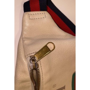 Gucci White Leather Web Waist Pack Belt Pouch Bum Bag 8611624