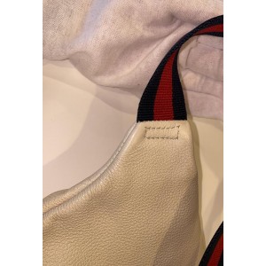 Gucci White Leather Web Waist Pack Belt Pouch Bum Bag 8611624