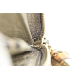 Gucci Gold Leather Bamboo Tassel Zip Around Continental Wallet Zippy 17ga113