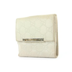 Gucci Ivory Guccissima Leather Compact Wallet 169ggs25