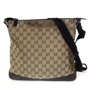 Gucci Brown Monogram GG Perforated Messenger 2g859