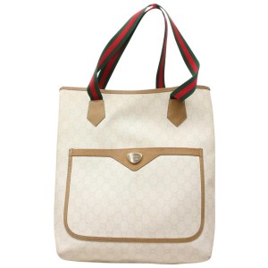 Gucci Plus White Sherry Supreme White Web Shopper Tote 855461