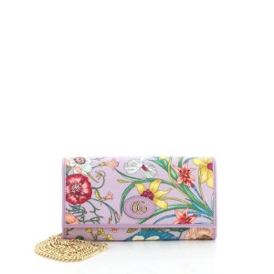 Gucci Purple Flora Wallet on Chain Crossbody Flap Bag 862994