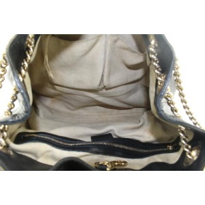 Gucci Fringe Tassel Black Leather Soho Chain Tote Bag 722gks323