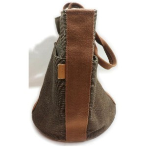 Hermès Brown Toile Saxo MM Bucket Tote Bag 862019