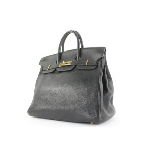 Hermès Black Leather Birkin Haut a Courroies 32 Hac Bag 3her5