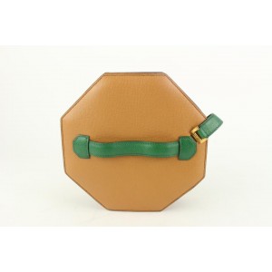 Hermès Charcoal x Brown x Green Tambourine Clutch 2way Crossbody Bag 115h3