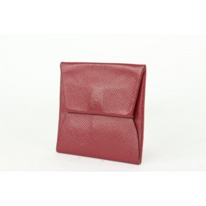 Hermès Dark Red Chevre Leather Bastia Fold Coin Pouch Change
