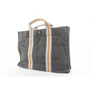 Hermès Grey x Orange Stripe Fourre Tout MM Tote bag 101her428