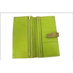 Hermes Lizard Bearn Green Hombre Bifold Classic Wallet 165538