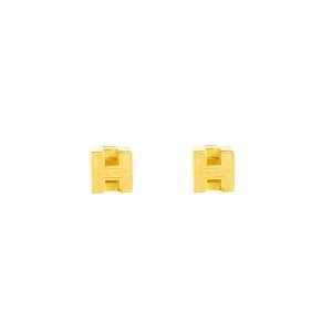 Hermes Gold Plated Cage d'H Stud Earrings