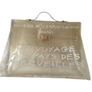 Hermès Kelly Souvenir De L'exposition Clear 228697 White Vinyl Satchel