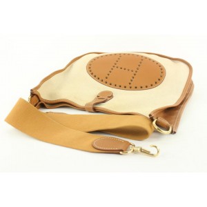 Hermès Beige x Brown Toile x Leather Evelyne Messenger Bag 102her428